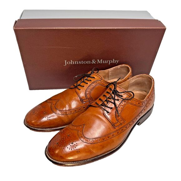 Johnston & Murphy Other - Johnston & Murphy Haskell Wingtip Oxford Men’s 10 M Tan Calfskin Leather 59-1039